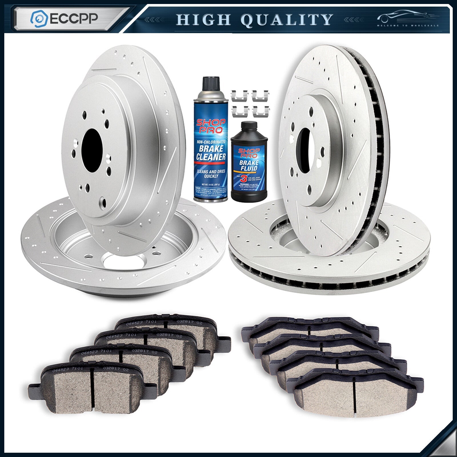 Ceramic Brake Pads And Rotors Front Rear Kit For Honda Pilot 2003-2008 Drilled 6B93BC-57