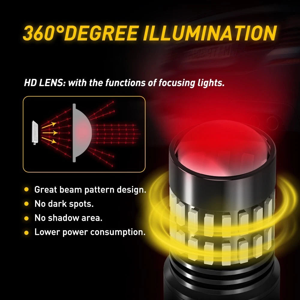 2-10x AUXITO 7443 Red LED Strobe Flashing Blinking Brake Tail Light Parking Bulb AUXITO
