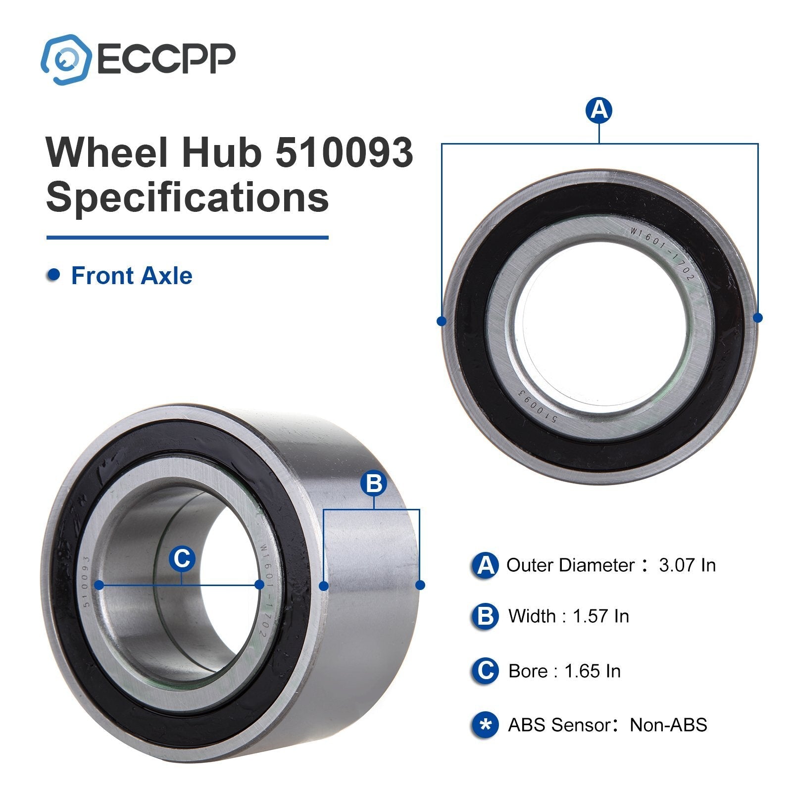 2 Pcs Wheel Bearings Front For Hyundai Elantra Veloster Kia Forte Soul 2007-2016 6B93BC-57