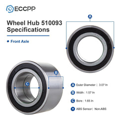 2 Pcs Wheel Bearings Front For Hyundai Elantra Veloster Kia Forte Soul 2007-2016 6B93BC-57