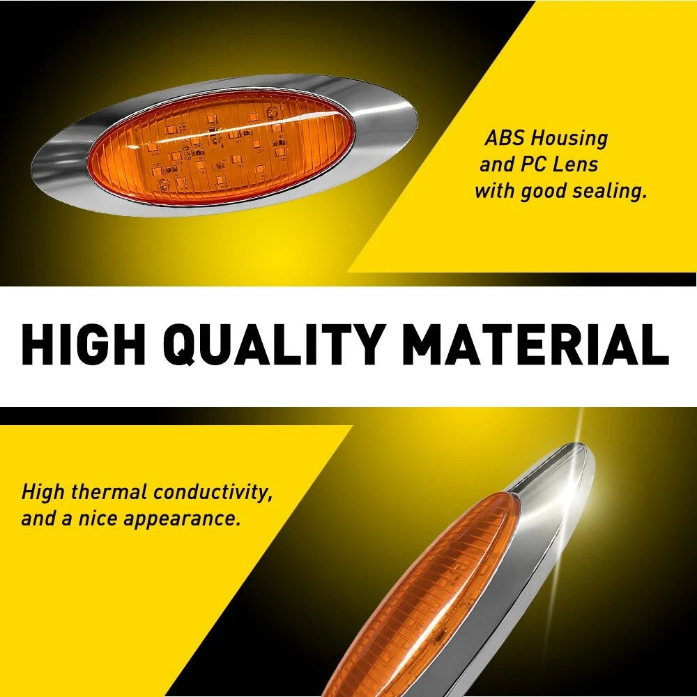 20PCS Marker Light 6.5" LED Truck RV Trailer Oval Clearance Side Light Amber EOA 6B93BC-57