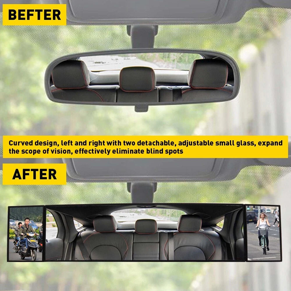 390mm Car Foldable Interior Rear View Mirror Rearview Wide Angle Blind Spot Auto 6B93BC-57