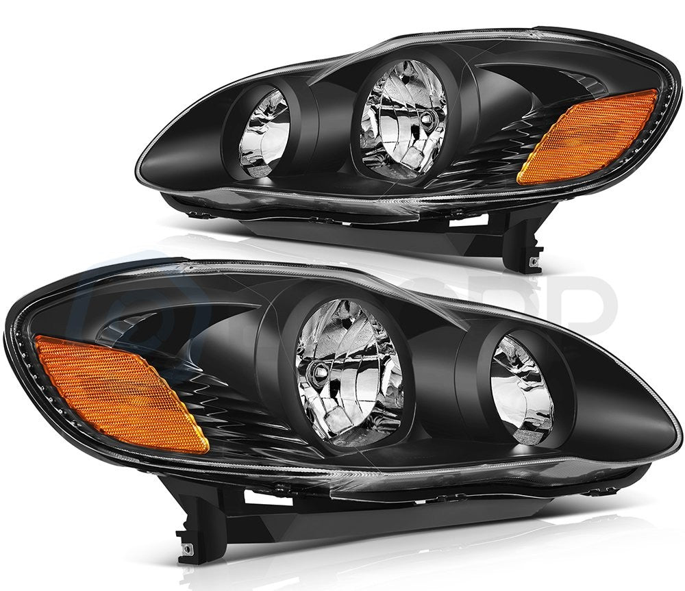 Pair Kit Headlights Assembly For 2003-208 Toyota For Corolla 1.8L Black Amber 6B93BC-57