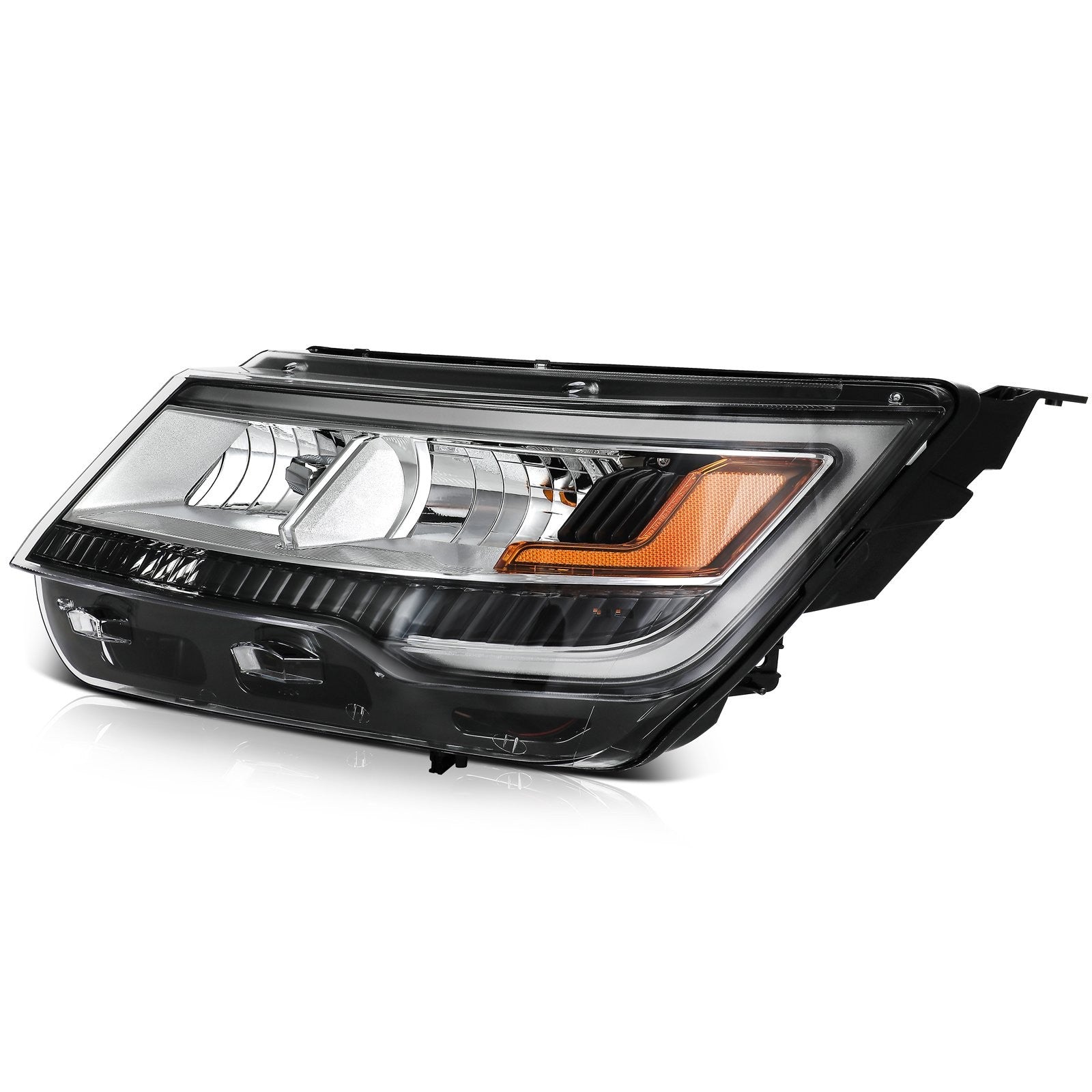 ECCPP Headlights Assembly For Ford Explorer 2.3L 3.5L 2016-2018 Pair Black Amber 6B93BC-57