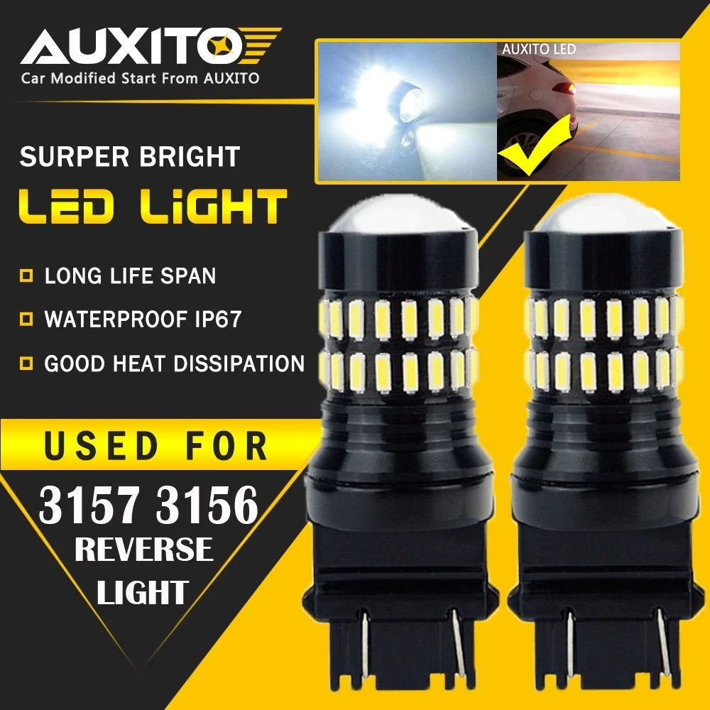 2 PCS Pure White 3157 DRL 3157A 4114 4157NA Backup Reverse LED Light Bulbs 48H A 6B93BC-57