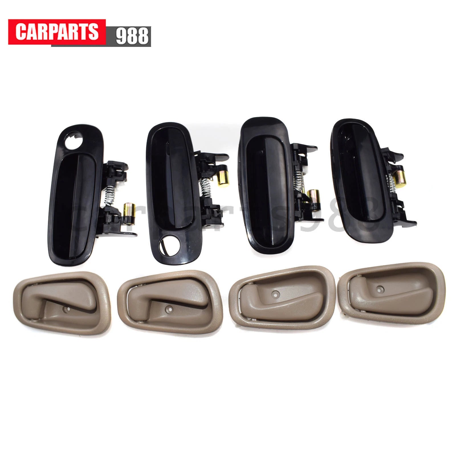 Black Outside +Beige Inside Door HandleFront Rear for 98-02 Toyota Corolla Prizm 6B93BC-57