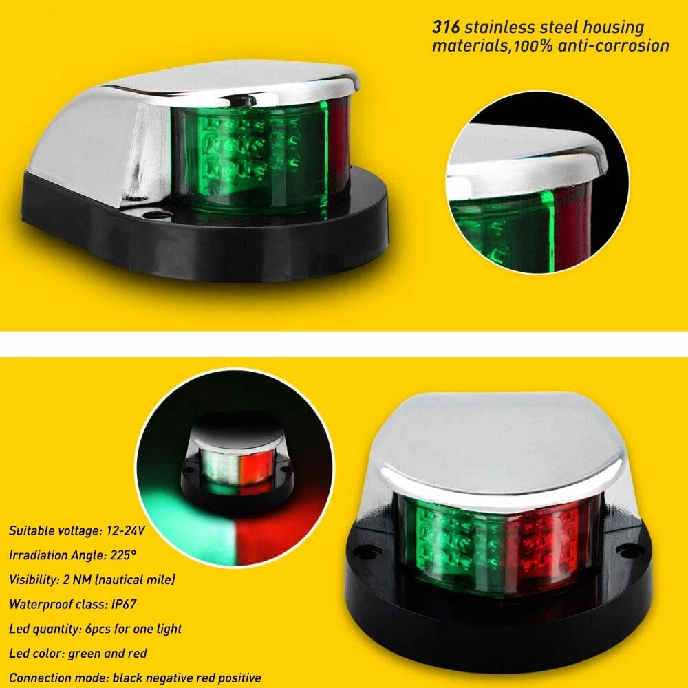 Boat Navigation Lights Red Green LED Marine Navigation Light Boat Bow Light EOA 6B93BC-57