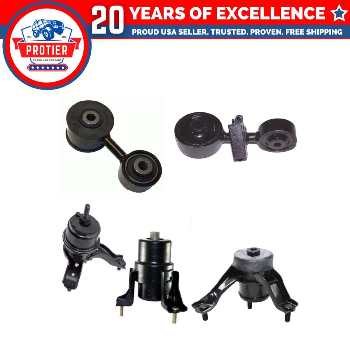 Fits 2007-2008 Toyota Solara 2.4L MANUAL Trans Motor & Trans Mount Set 5PCS : 6B93BC-57