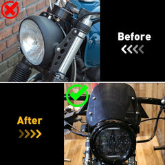 Universal Motorcycle Headlight Fairing Windscreen Windshield 5-7'' Round Black 6B93BC-57