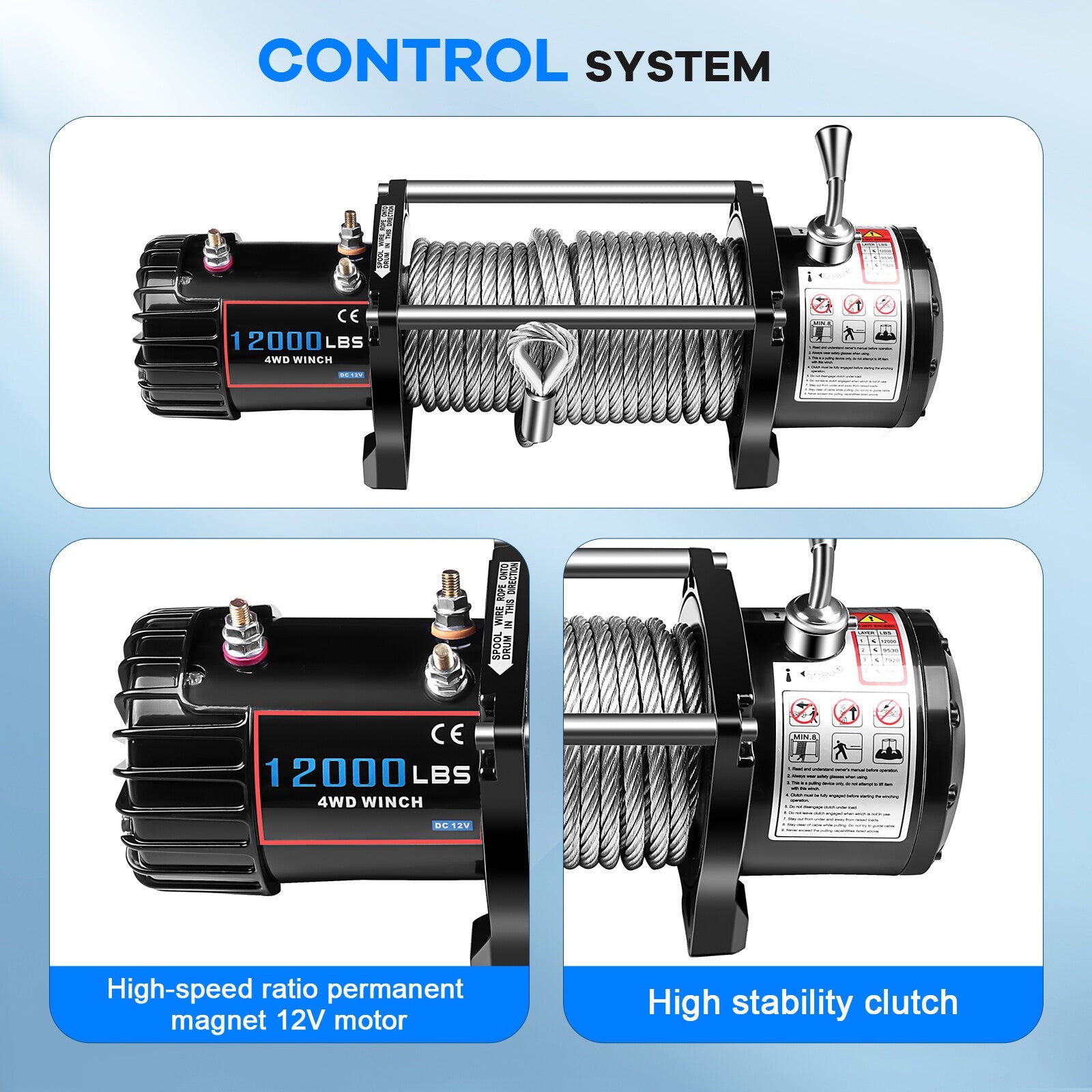 ECCPP 12V 12000LBS Electric Winch Steel Cable Truck Trailer Towing Off Road 4WD 6B93BC-57