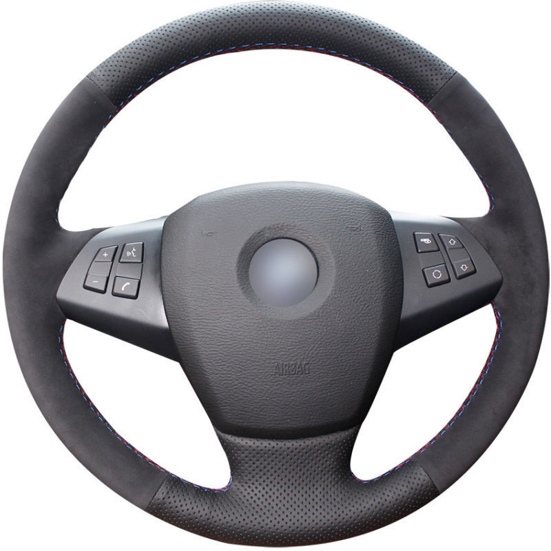 Top Leather Steering Wheel Hand-stitch on Wrap Cover For BMW X5 E70 2007-2011
