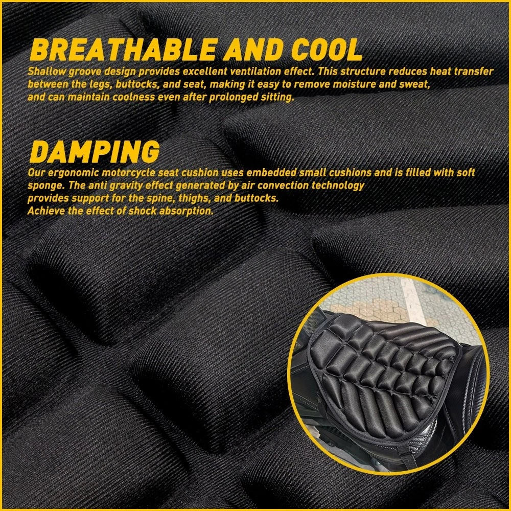 Motorcycle Gel Seat Cushion Comfort Shock Pad Cover 3D Breathable Pain Relief EA 6B93BC-57