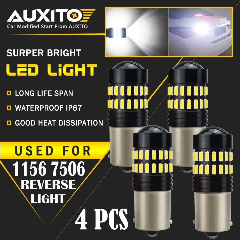 AUXITO 4X White Reverse Backup Lights BA15S P21W 7506 7506L 1156 LED Bulbs EOA AUXITO