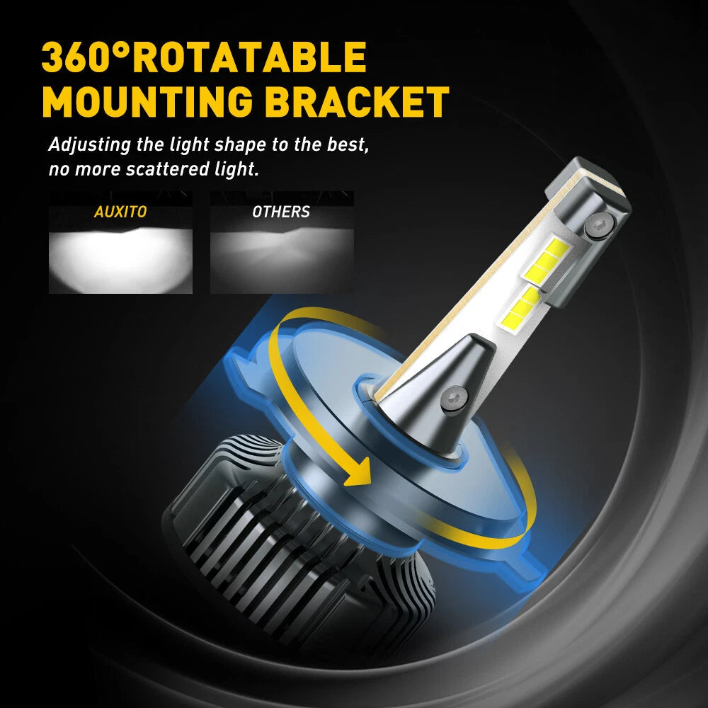 2X AUXITO H4 9003 HB2 16000LM LED Headlight High Low Beam 6500K Bulbs CANBUS Y13 AUXITO