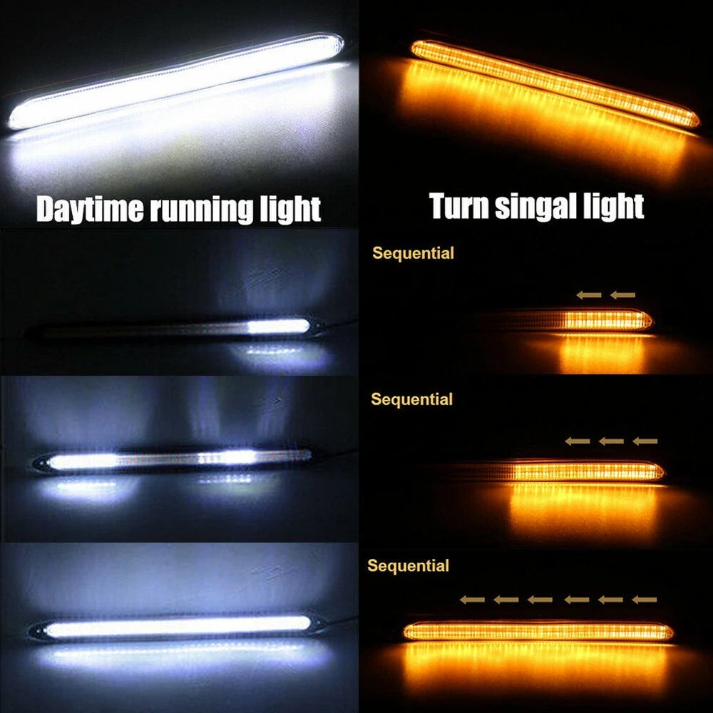 2x Sequential DRL LED Daytime Running Light Flowing Turn Signal Headlight Strip 6B93BC-57