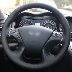 Top Leather Steering Wheel Hand-stitch on Wrap Cover For Infiniti JX35 Q70 QX60