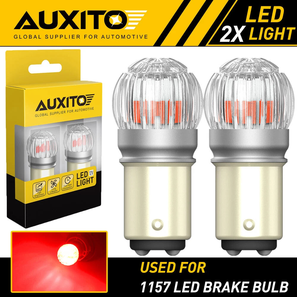 2X AUXITO 1157 Red LED Stop Turn Signal Brake Tail Light Bulbs BAY15D US EOA AUXITO
