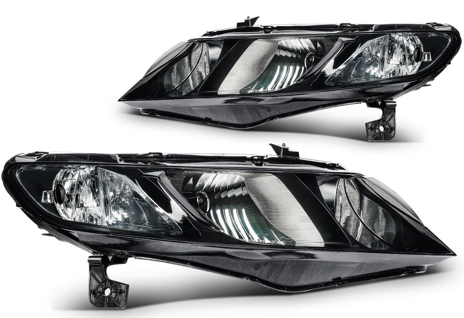 ECCPP Headlights Assembly For Honda Civic 1.8L 2.0L 2006-2011 Pair Kit Black 6B93BC-57