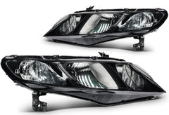 ECCPP Headlights Assembly For Honda Civic 1.8L 2.0L 2006-2011 Pair Kit Black 6B93BC-57