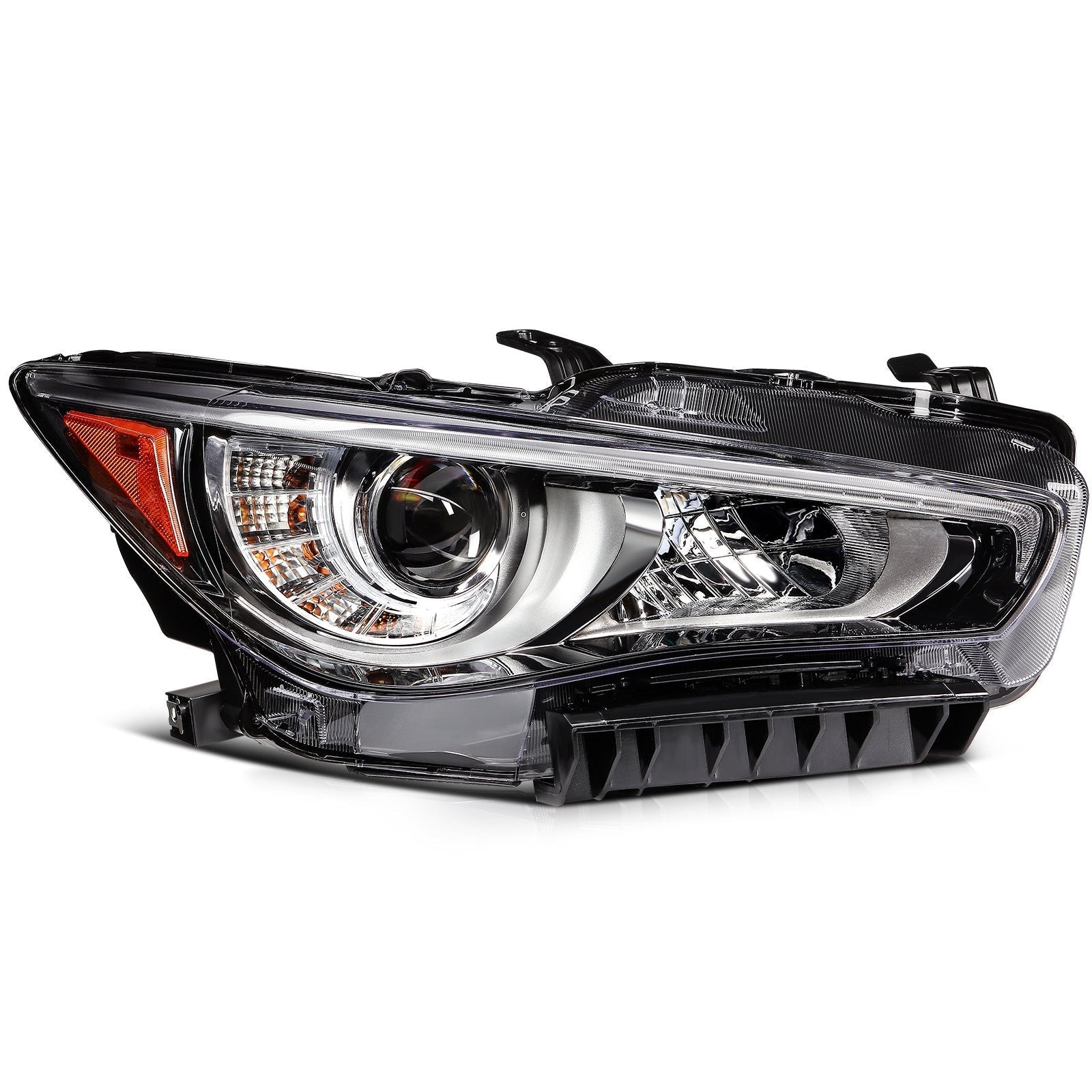 Pair Kit Full LED Headlights Assembly For 2014-2022 INFINITI For Q50 Black Amber 6B93BC-57