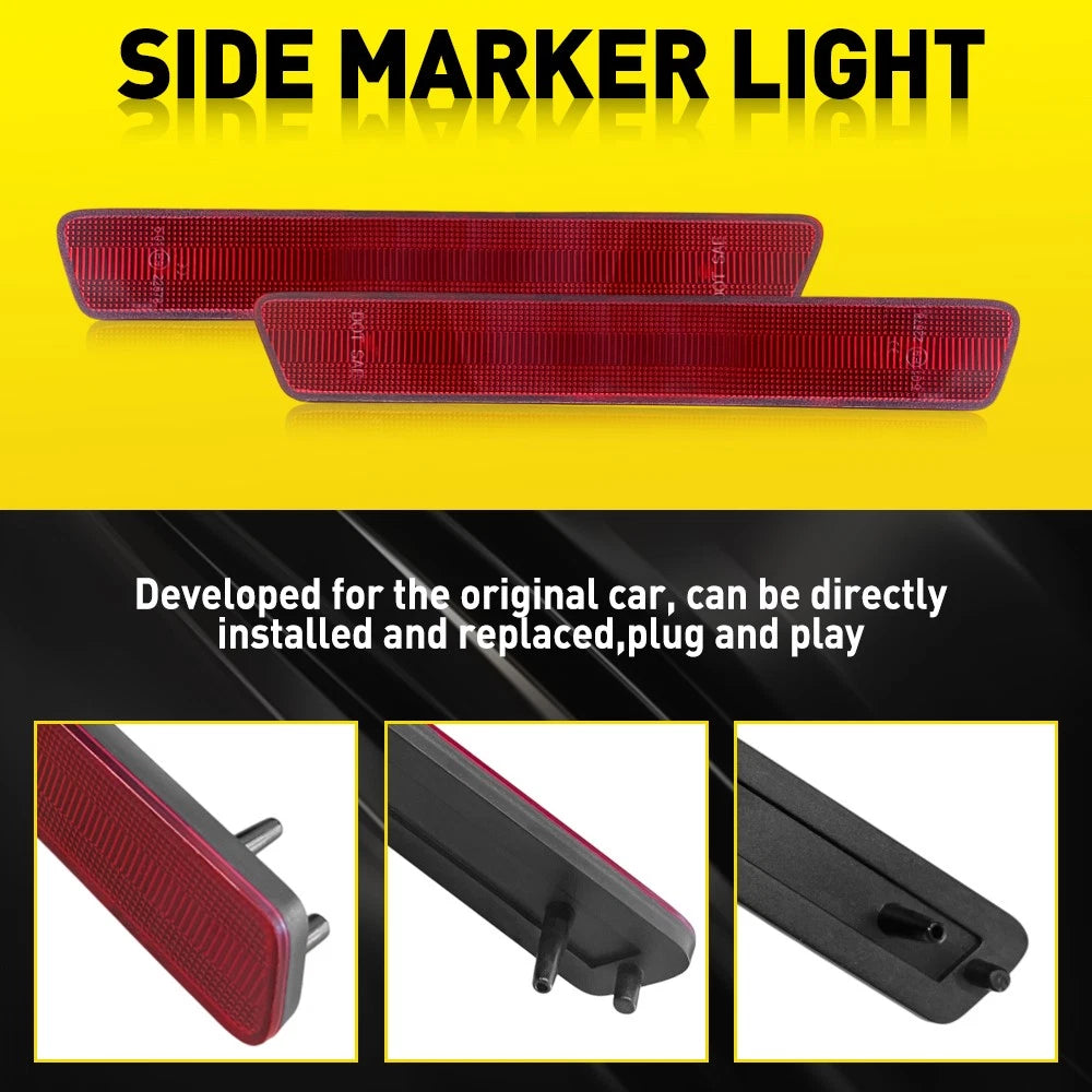 2x For 1999-2004 Ford Mustang Rear Red Lens Side Marker Light Housing Assembly A 6B93BC-57