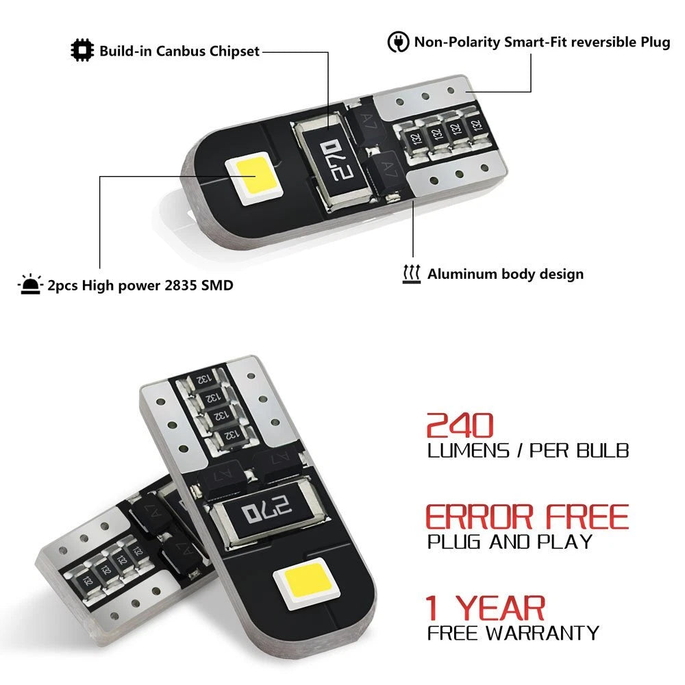 20X T10 2825 168 158 194 CANBUS LED Interior Dome Map License Light Bulb 2E EOA 6B93BC-57