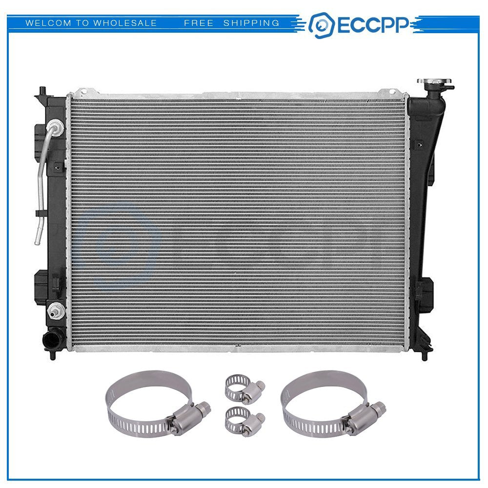 Radiator For 11-14 Hyundai Sonata 14-16 Kia Cadenza with Oil Hose Clamps Kit 6B93BC-57