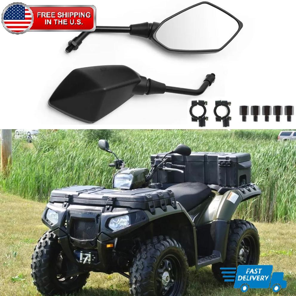 Pair 7/8" Motorcycle Rear View Side Mirrors For Suzuki Honda ATV Bike Handle Bar