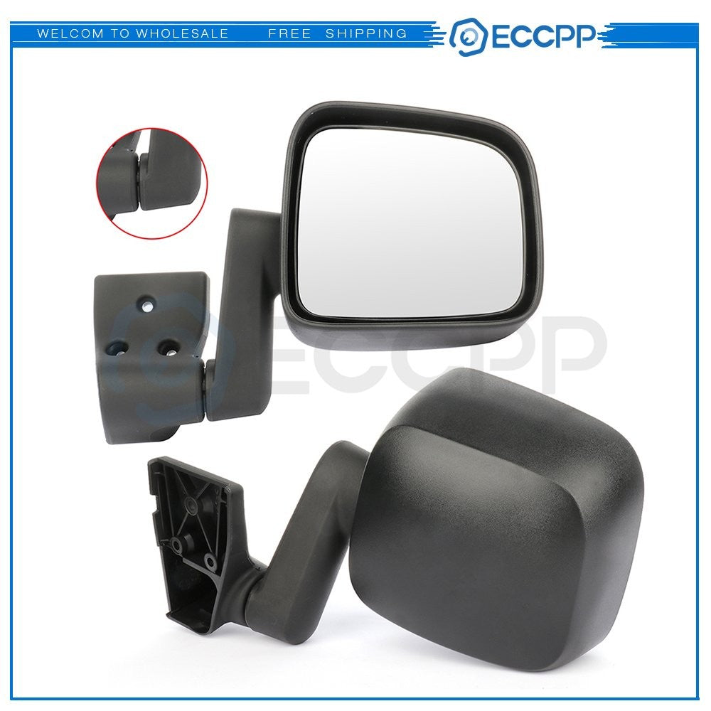 Manual Mirrors For 2003-2006 JEEP WRANGLER TJ LH & RH Side Black Foldaway 6B93BC-57