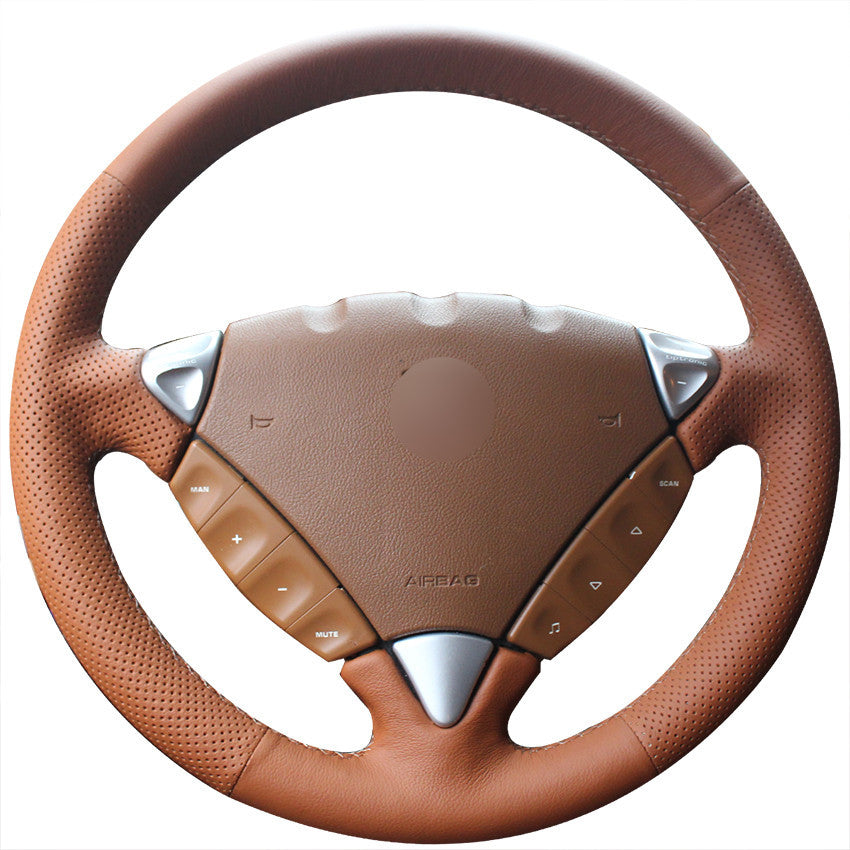 Top Leather Steering Wheel Hand-stitch on Wrap Cover For Porsche Cayenne 2007-10
