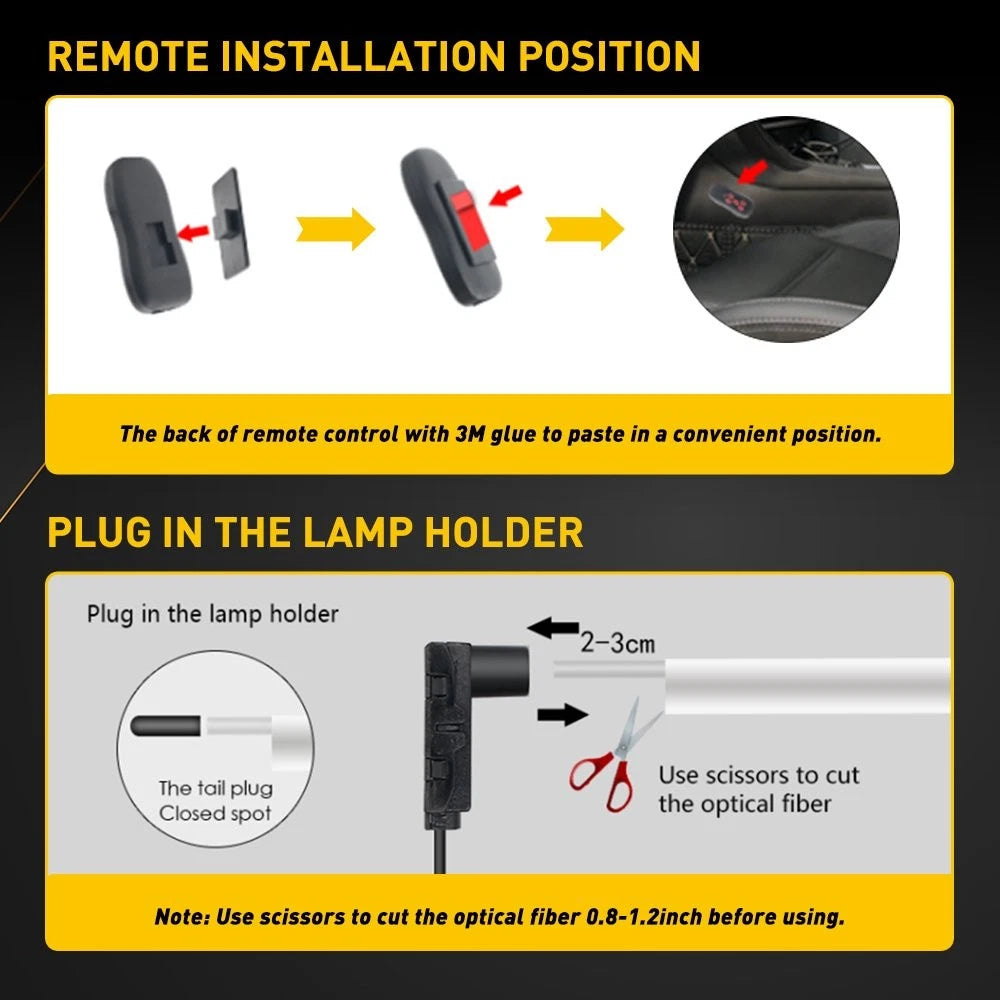 RGB LED Door Dash Ambient Light 4m Optical fiber Neon Strip Lamp RC Remote EOA 6B93BC-57
