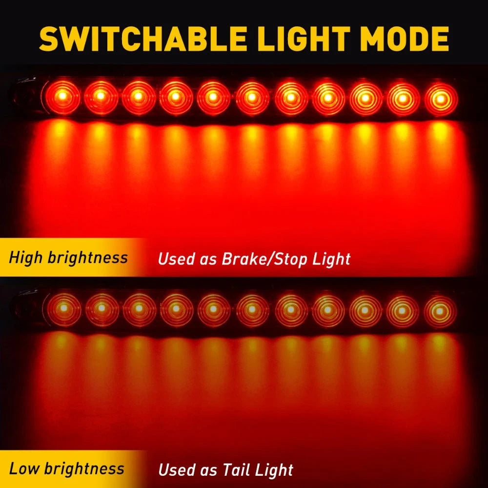 2PCS 15" Red Truck Trailer Light Bar 11 LED Stop Turn Tail Brake Lights Strip 6B93BC-57