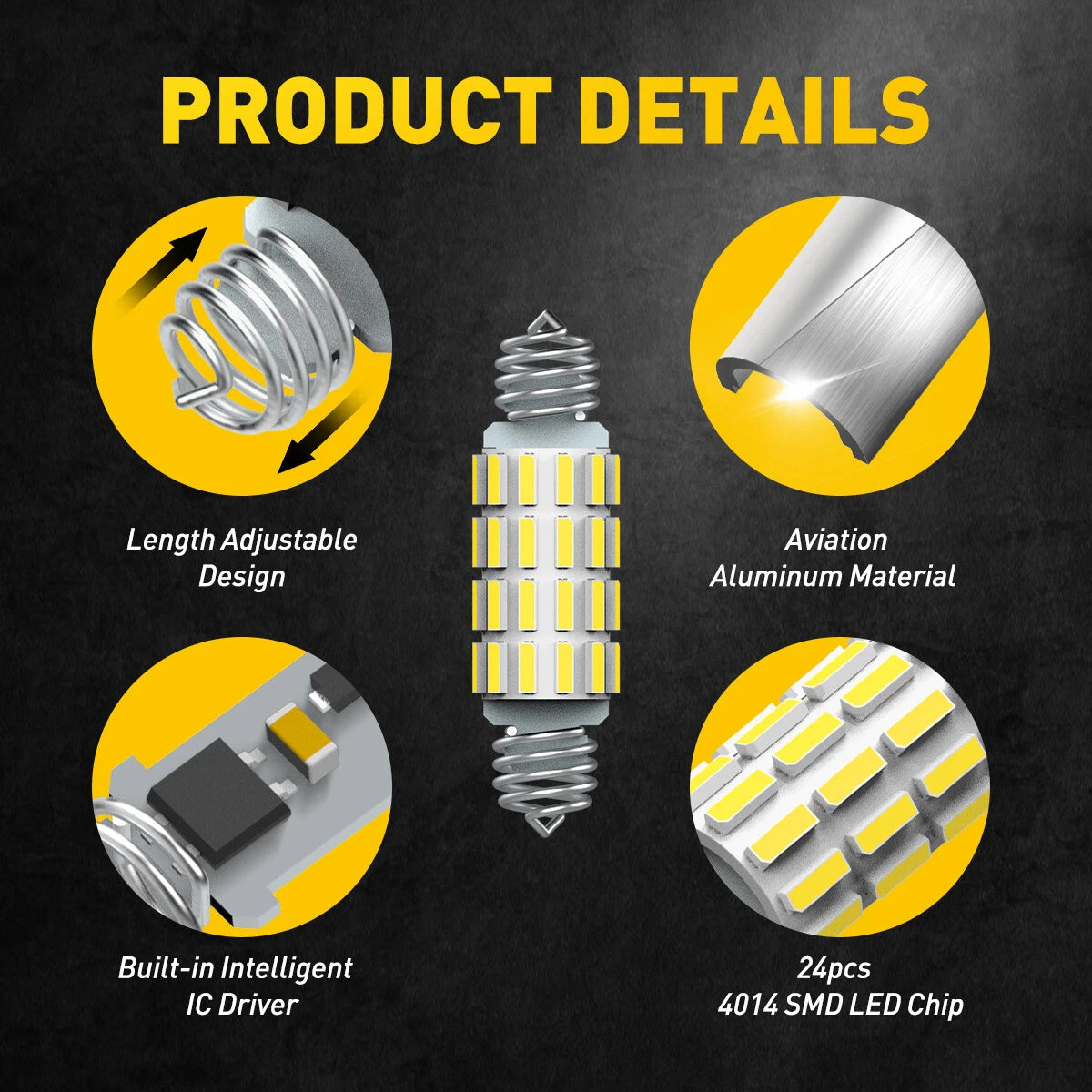 4X AUXITO 39MM-42MM 578 211-2 LED Interior Bulb Dome Map Light 6500K White EOA AUXITO