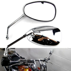PAIR MOTORCYCLE CHROME OVAL SIDE REARVIEW MIRRORS FOR HONDA CRUISER CHOPPER 10MM
