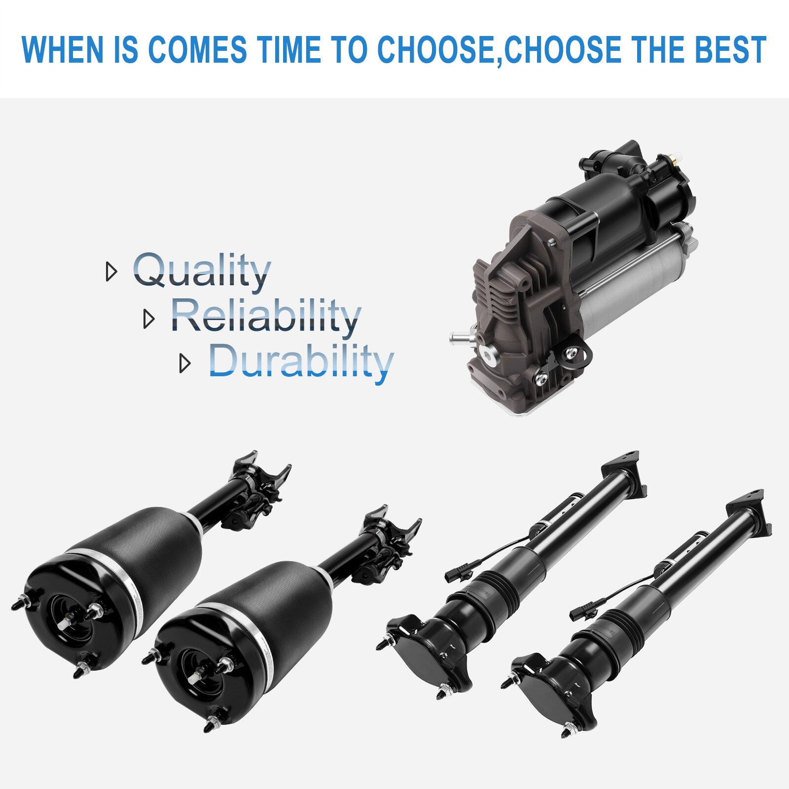 5PCS Front Rear Air Suspension Shocks + Compressor For Mercedes GL320 GL450 550 6B93BC-57