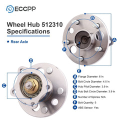 2 Pcs Wheel Hub Bearings Rear For Toyota Camry Avalon Solara Lexus ES300 W/ ABS 6B93BC-57