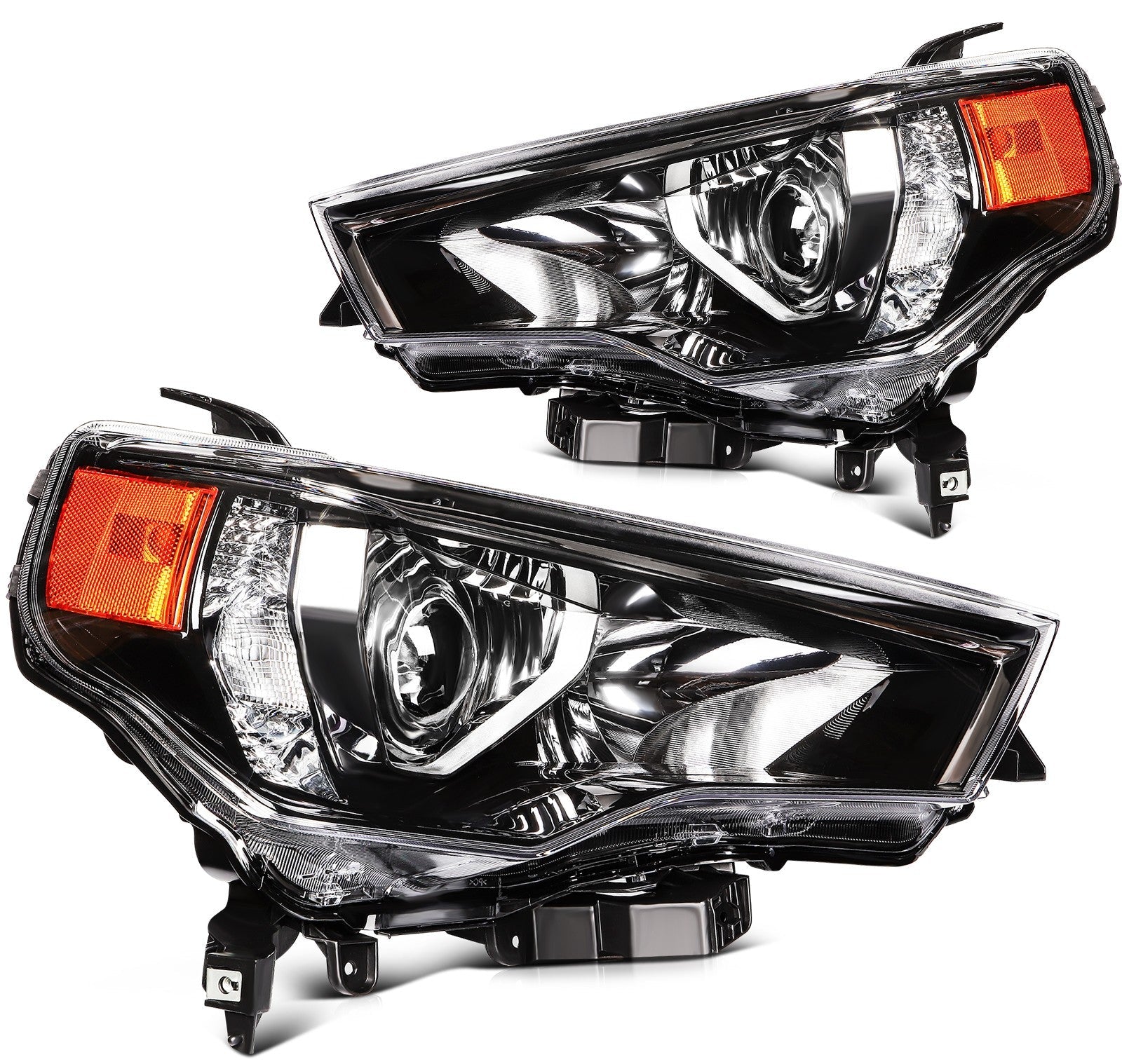 ECCPP Headlights Assembly For Toyota 4Runner 4.0L 2014-2020 Pair Kit Black Amber 6B93BC-57