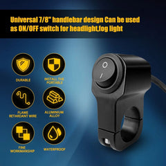 Motorcycle Handlebar 12V Dirt Bike Light Switch For 7/8" Handlebars 22mm EOA 6B93BC-57