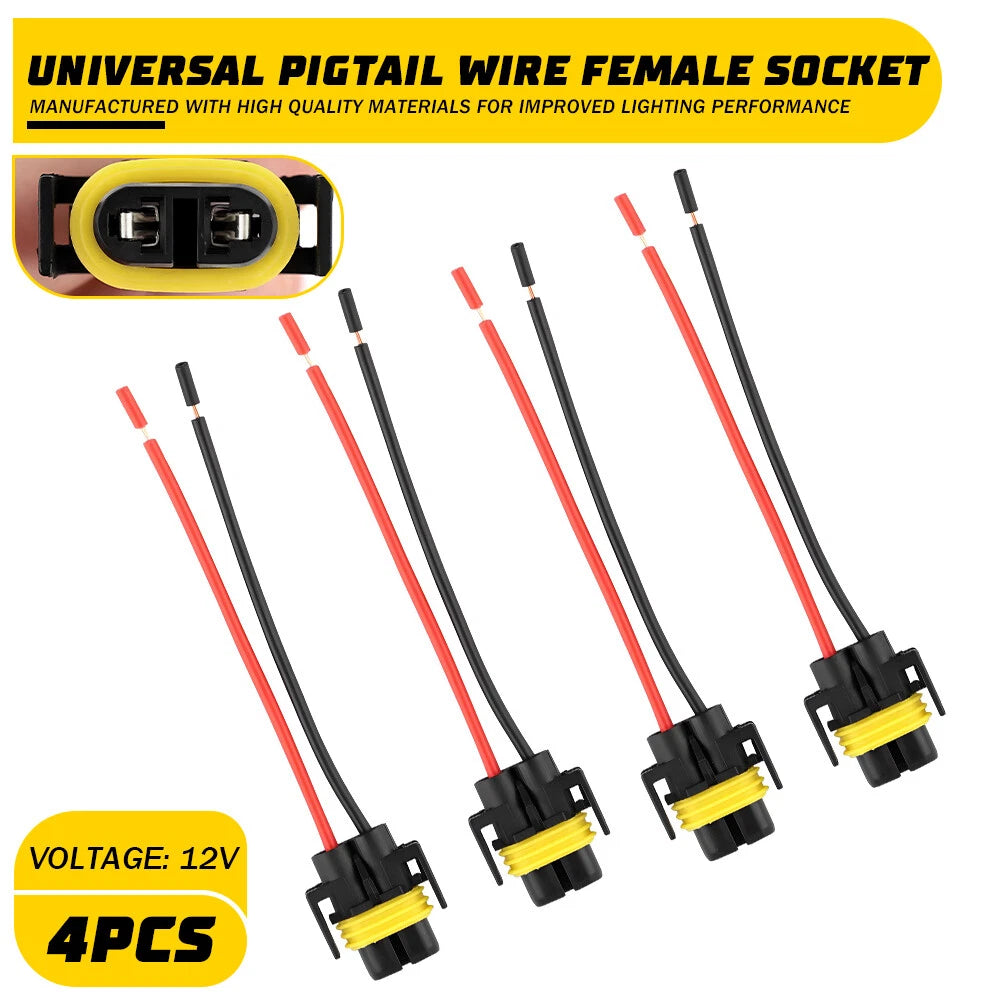 Wire Pigtail Female S H11 Two Harness Head Light Low Beam Socket Connector Plug 6B93BC-57