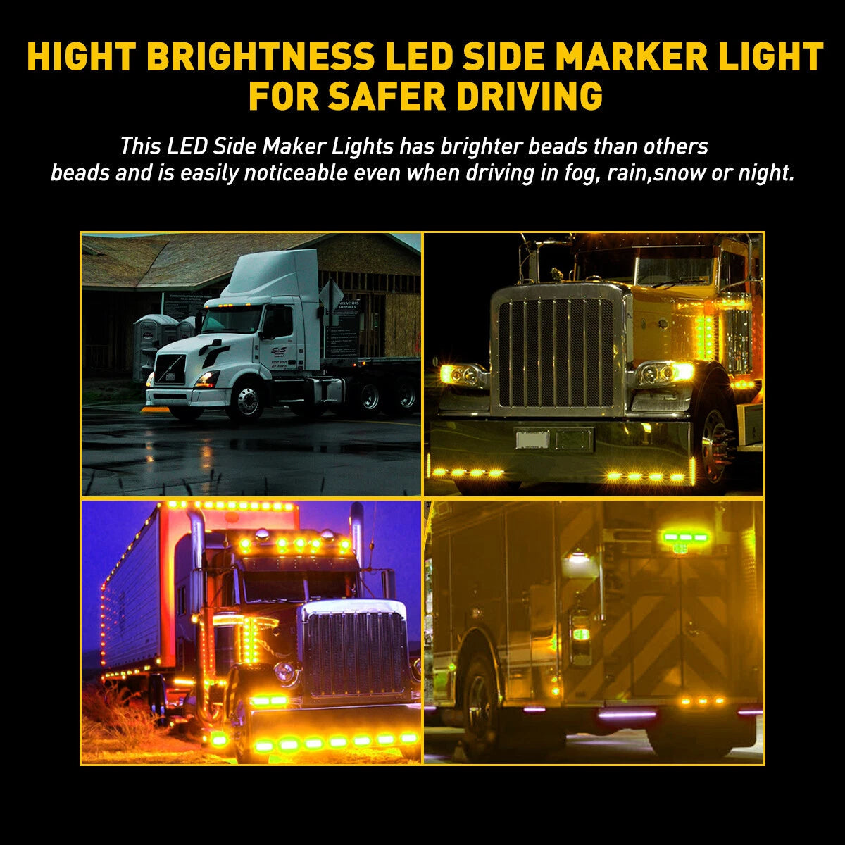 4-LED Side Marker Amber Red Lights Clearance Light Truck Trailer RV Waterproof A 6B93BC-57