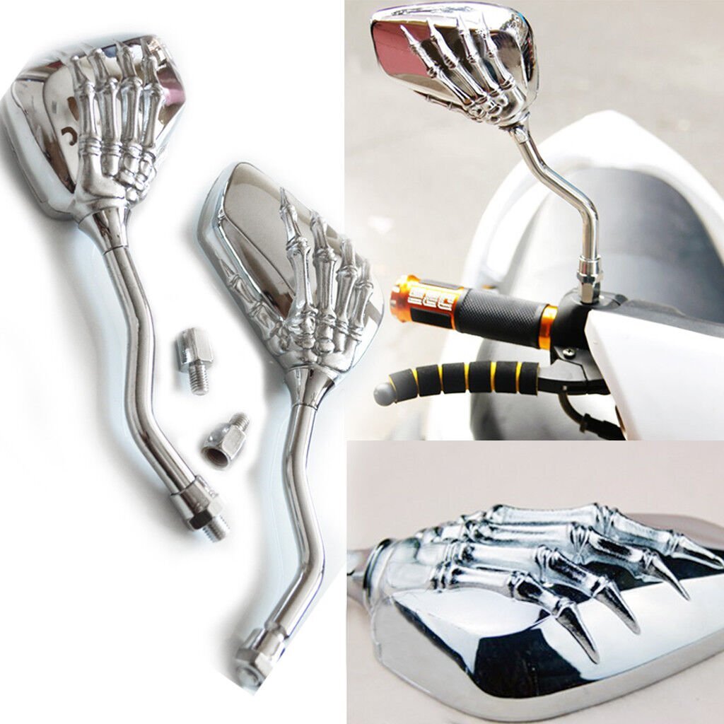 Chrome Skull Rear View Mirrors for Honda Shadow VT 600 700 750 1100 VT1300 Fury