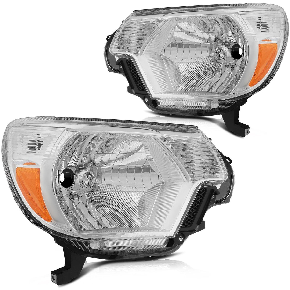 Pair Kit Headlights Assembly For 2012-2015 Toyota Tacoma 2.7L 4.0L Chrome Amber 6B93BC-57