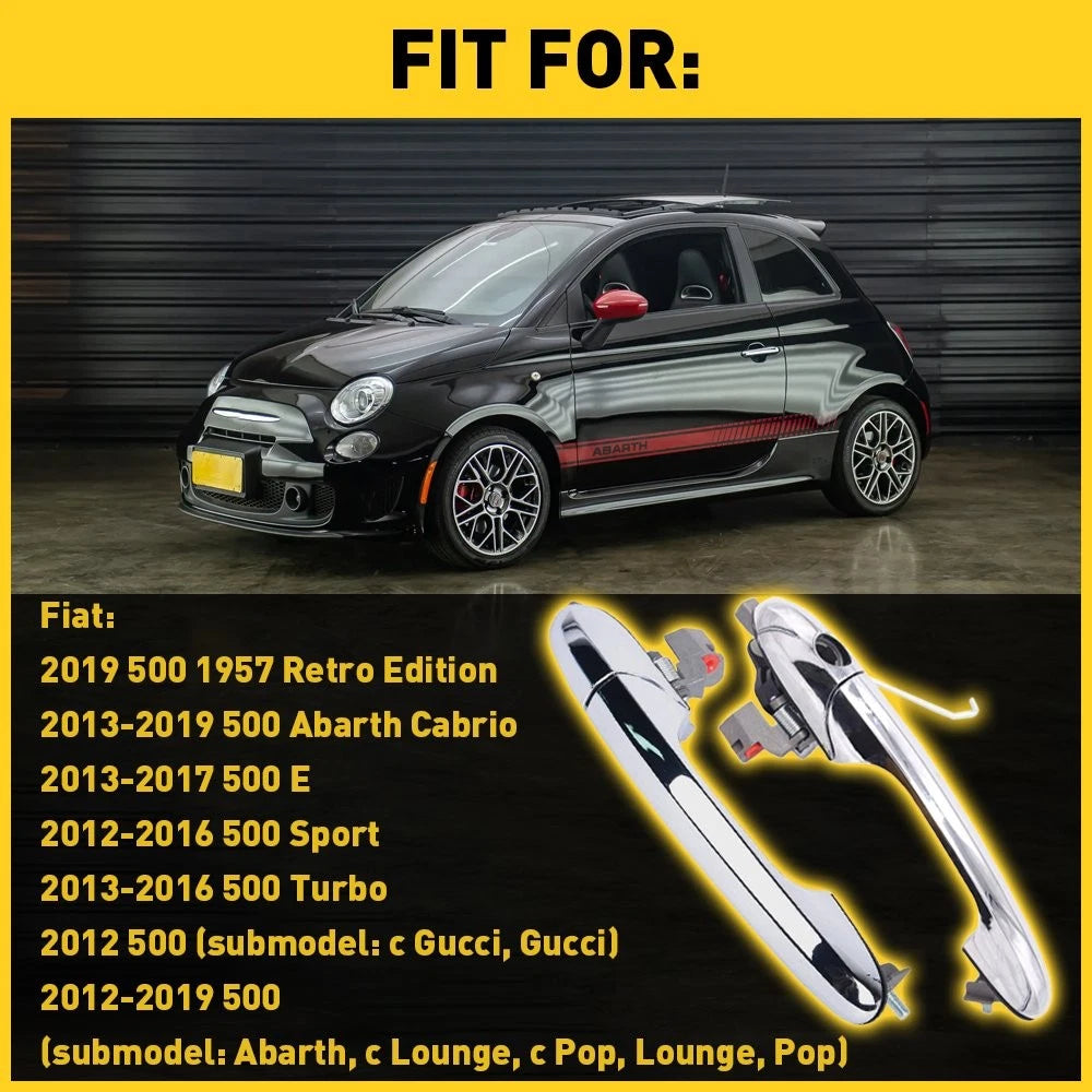 Exterior Door Handle Front Driver and Passenger Hand Side for Fiat 500 Pair 6B93BC-57