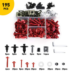 RED Complete Fairing Bolt Kit Body Screws Fit for Kawasaki Ninja ZX6R EX250 250R 6B93BC-57