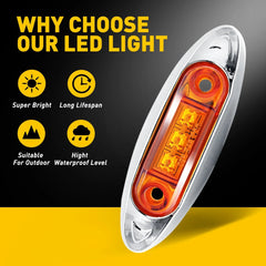 20x Amber 4" 3-LED Marker Side Clearance Lights RV Truck Trailer Waterproof 12V 6B93BC-57