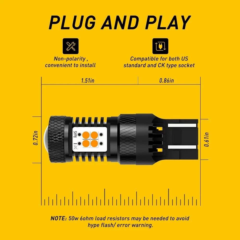 AUXITO 7443 7440 LED Turn Signal Light Anti Hyper Flash Amber Error Free EOA AUXITO