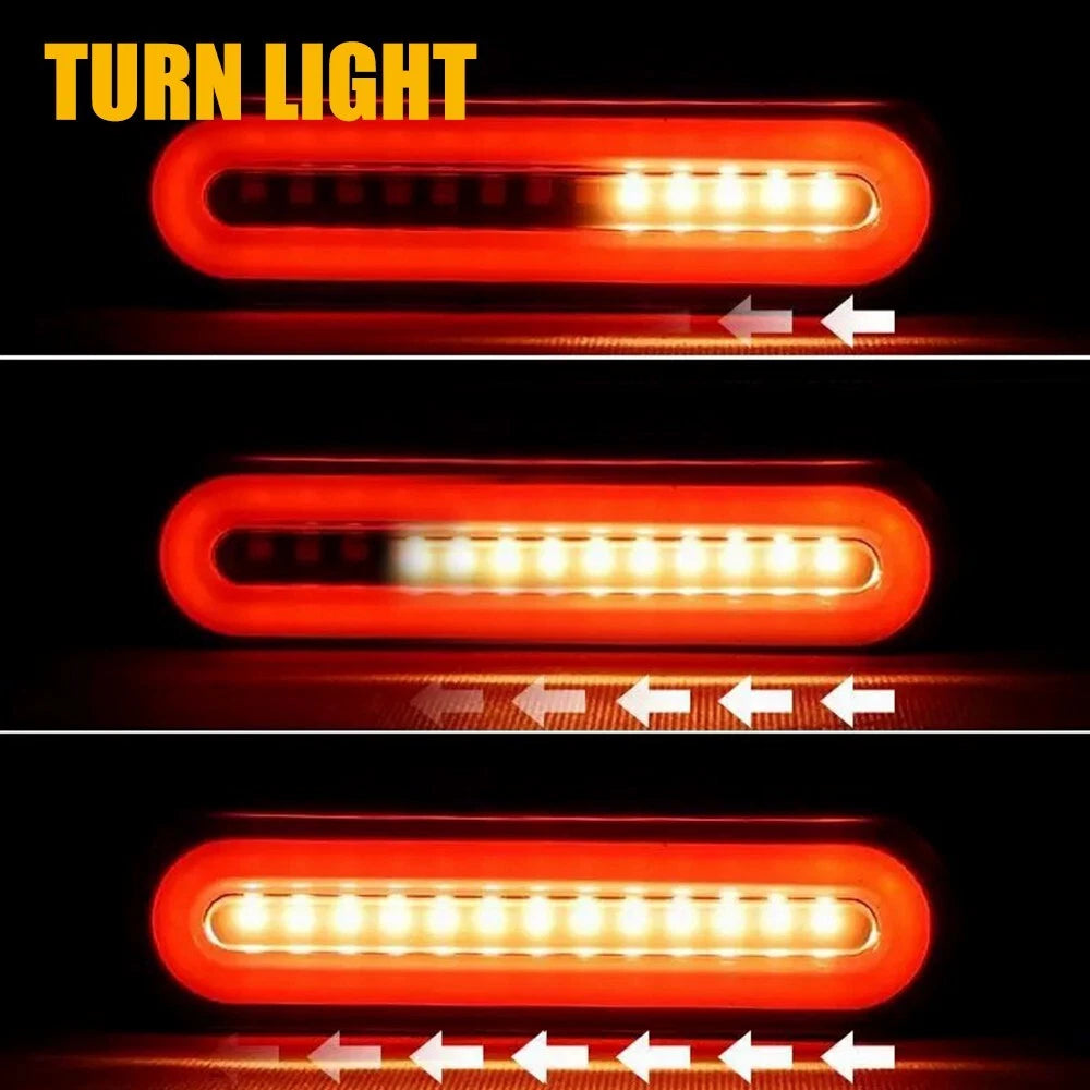 2x Red/Amber 9" 5" Oval LED Truck Trailer Stop Turn Tail Brake Light Flowing DRL 6B93BC-57