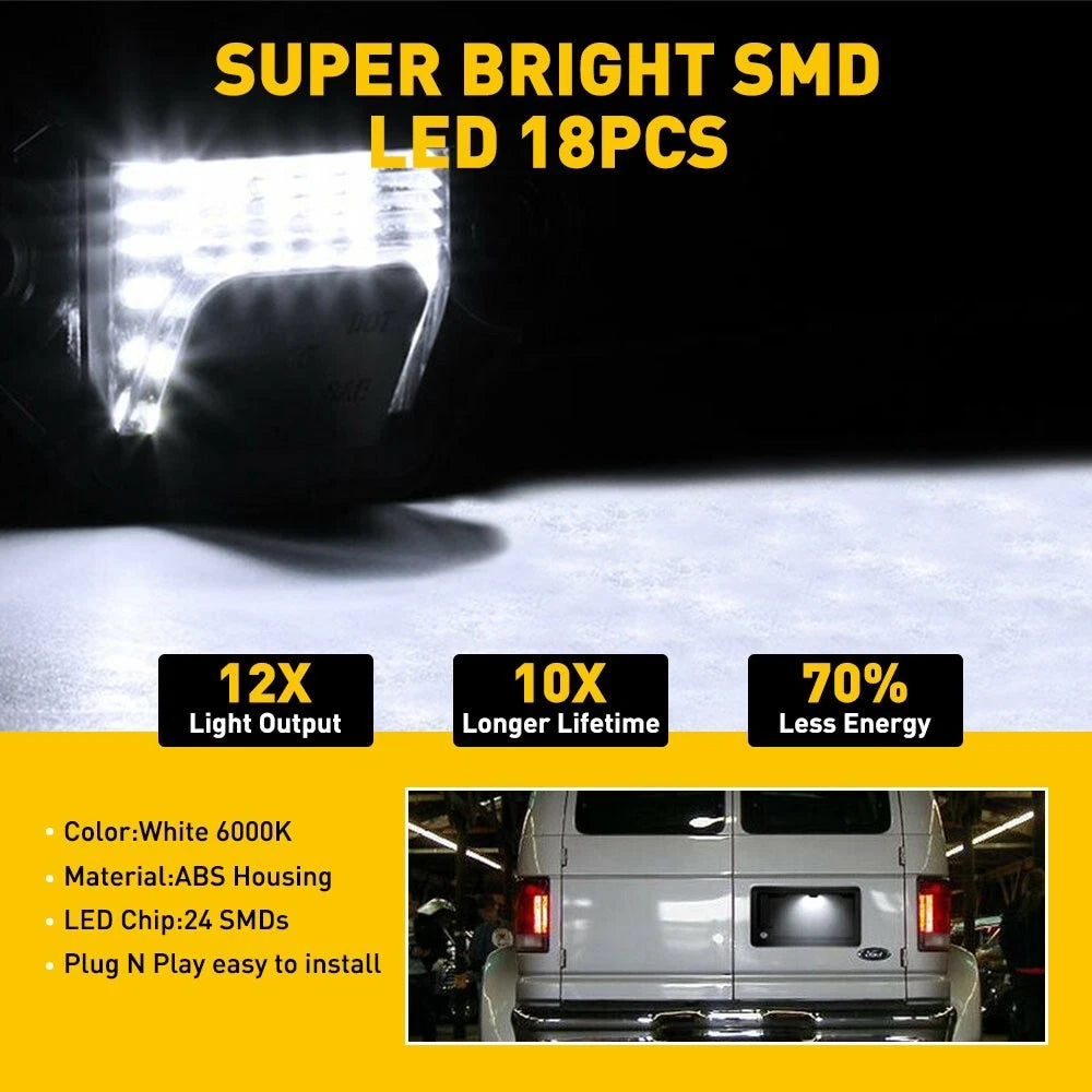 Full LED License Plate Lamp Light For 92-18 Ford E150 E250 E350 Econoline Wagon 6B93BC-57