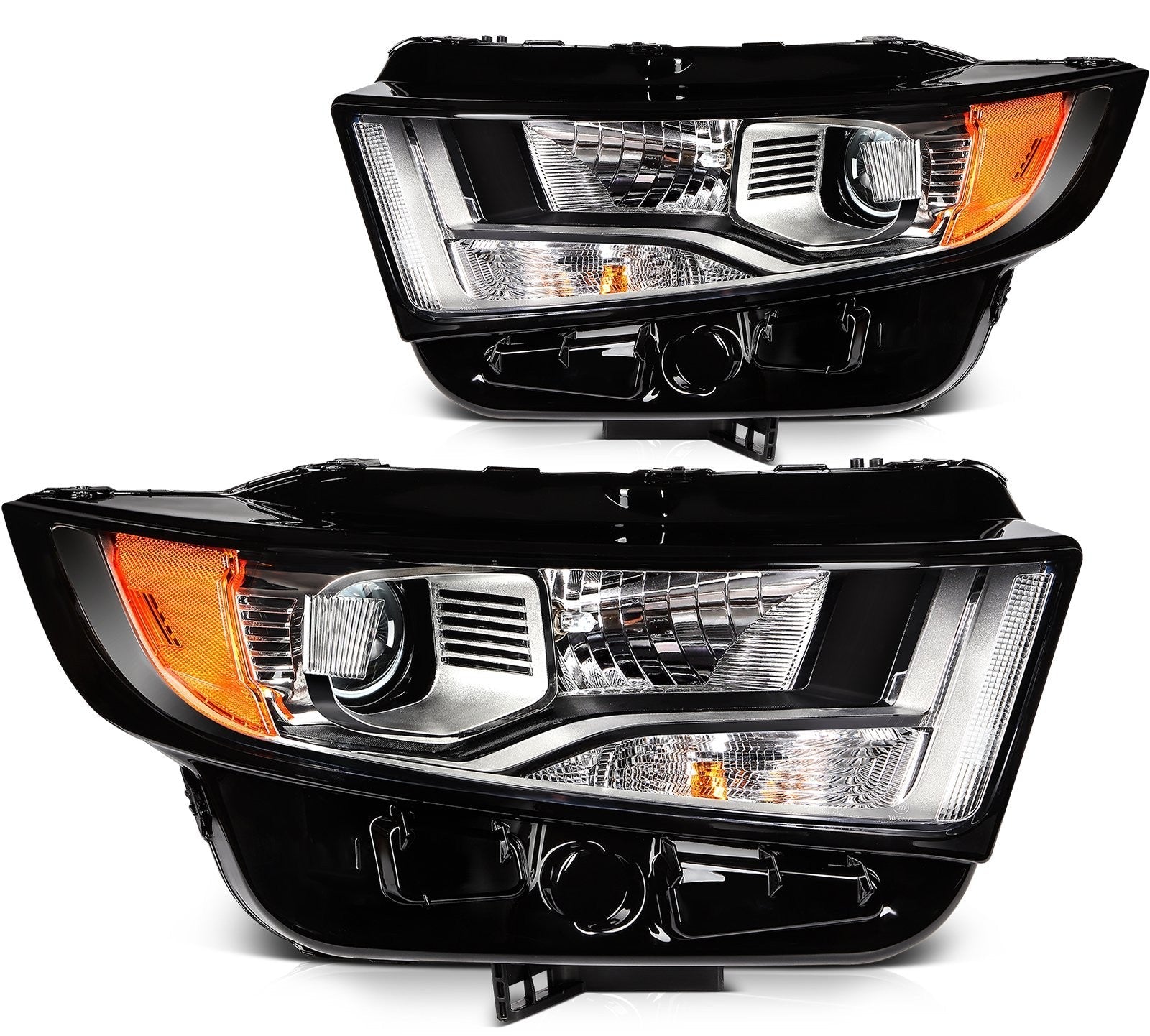 ECCPP Halogen Headlights Assembly For Ford Edge 2015-2018 Pair Kit Black Amber 6B93BC-57