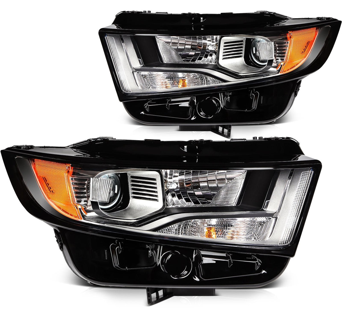 ECCPP Halogen Headlights Assembly For Ford Edge 2015-2018 Pair Kit Black Amber 6B93BC-57